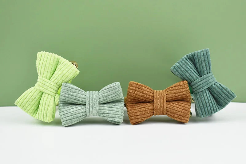 Corduroy Kattenhalsband en Strikje - DreamPawz