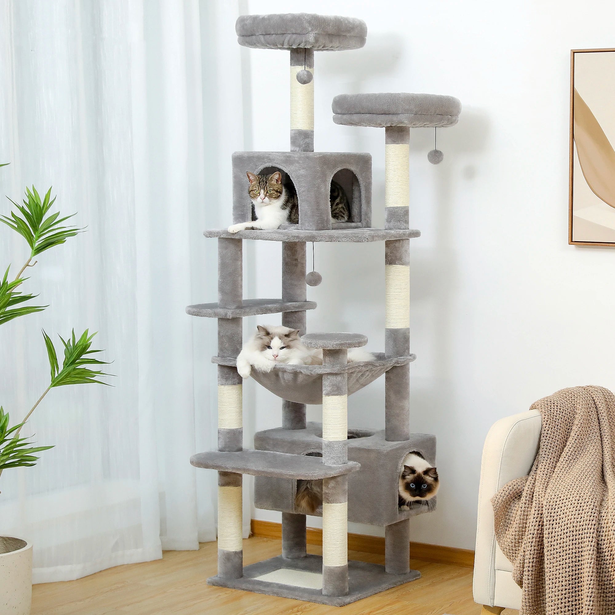 Pawz Road - XL Krabpaal voor Grote Katten met Hangmat & XXL Condo - DreamPawz
