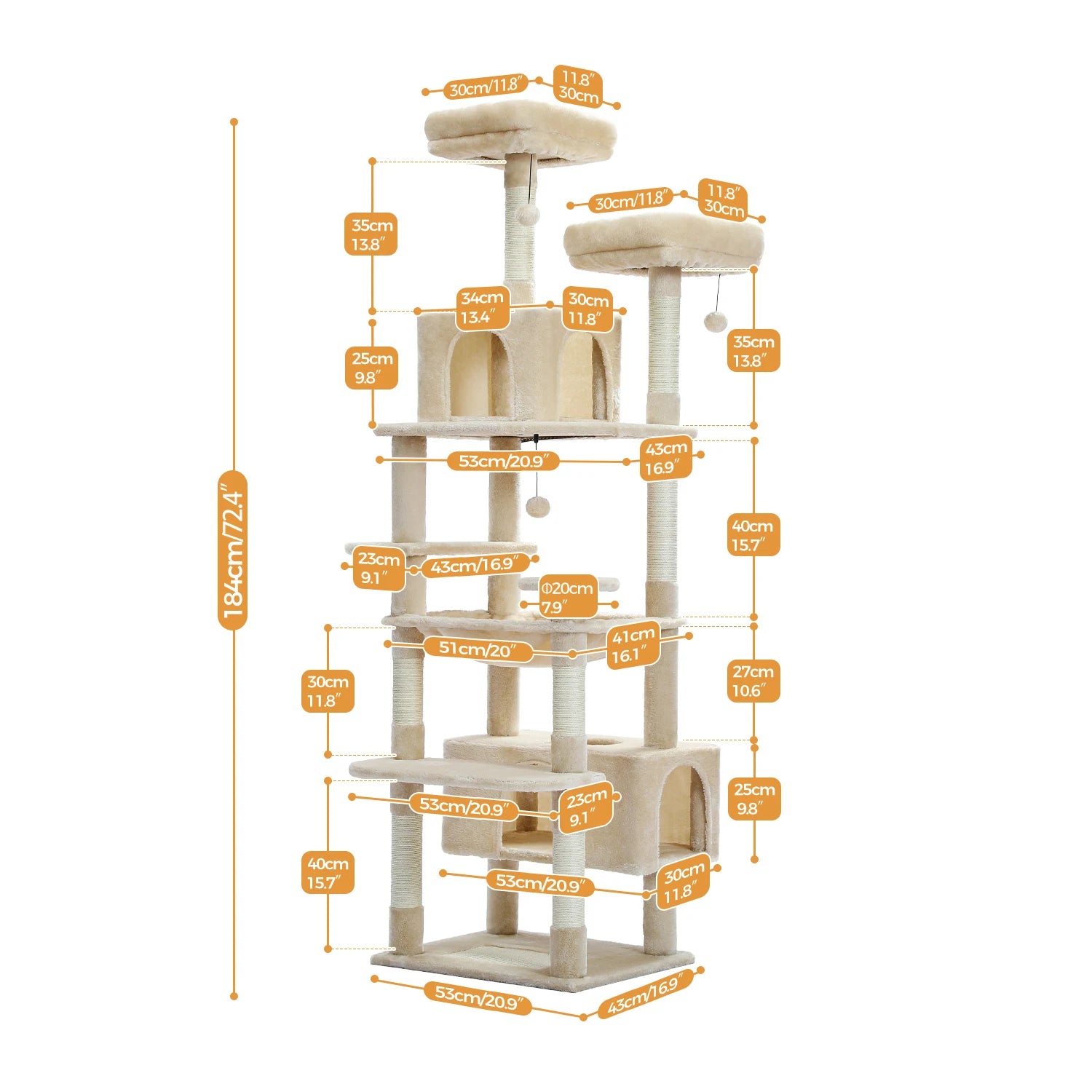 Pawz Road - XL Krabpaal voor Grote Katten met Hangmat & XXL Condo - DreamPawz