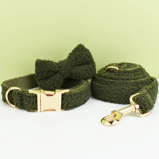 Teddy Ready - 3-Delige Set met Halsband, Riem en Strik - Groen - DreamPawz