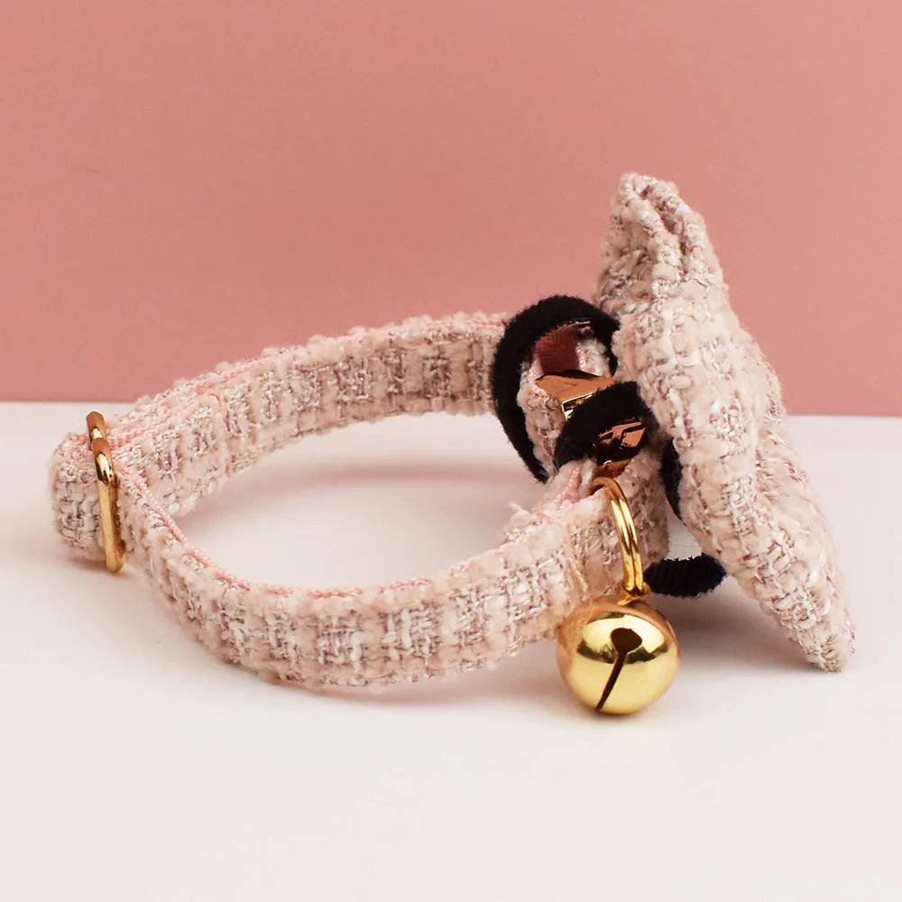 Kattenhalsband Tweed met Strik - DreamPawz