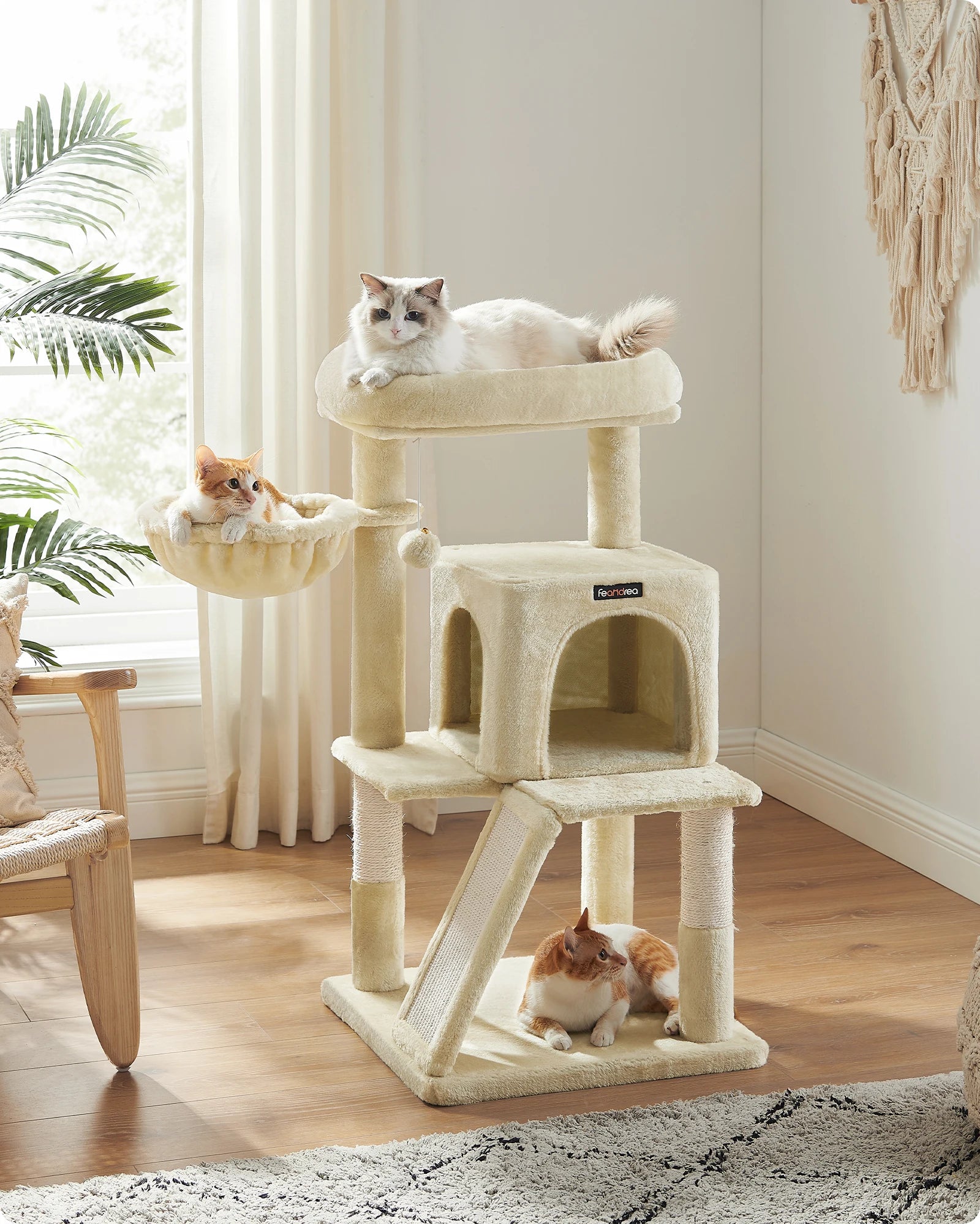 FEANDREA - Medium Kattenkrabpaal met Krabplank & Hangmat