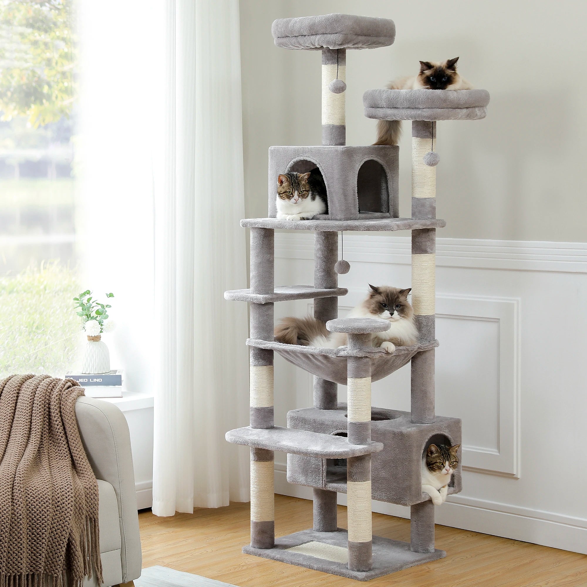Pawz Road - XL Krabpaal voor Grote Katten met Hangmat & XXL Condo - DreamPawz