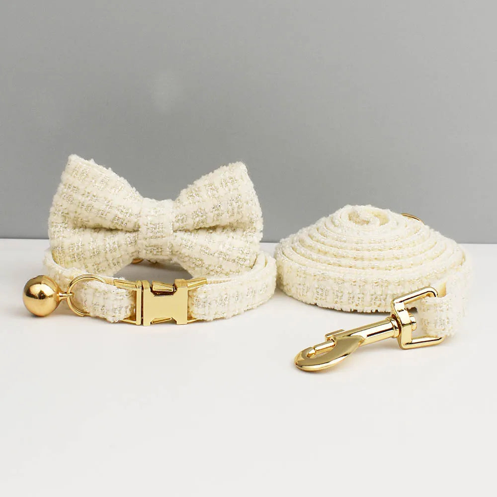 Kattenhalsband Tweed met Strik & Leiband - DreamPawz