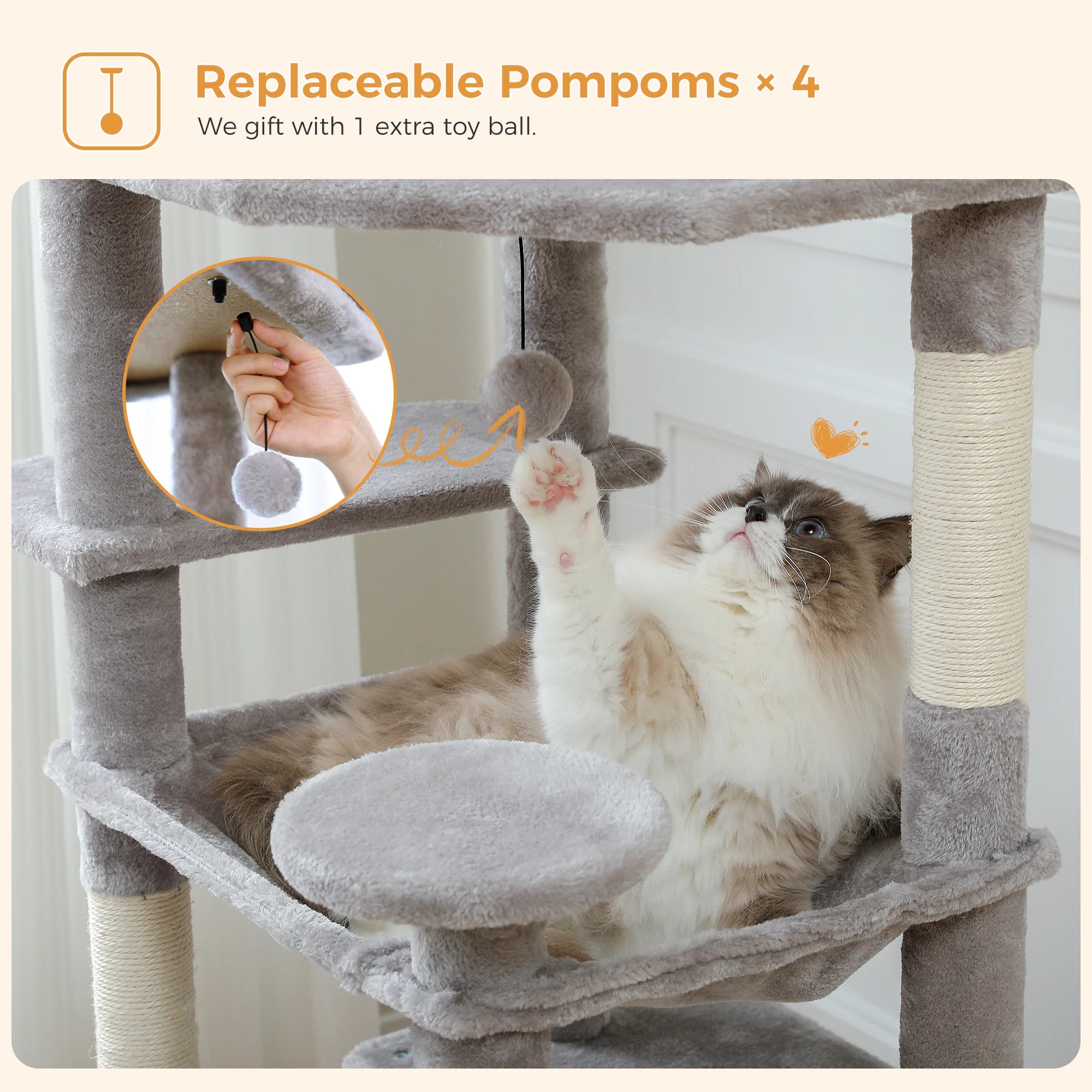 Pawz Road - XL Krabpaal voor Grote Katten met Hangmat & XXL Condo - DreamPawz