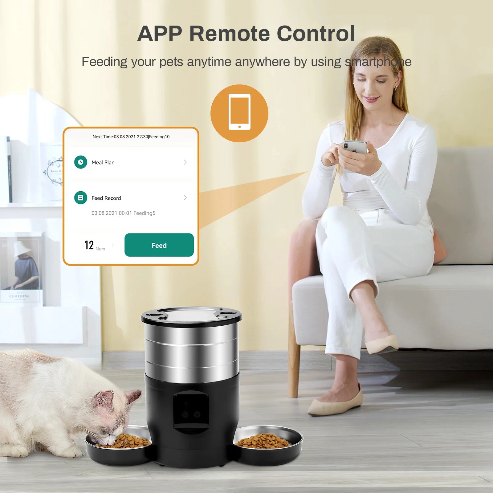 ZYfeeder - 4.5L Button/WiFi Automatische Voerbak
