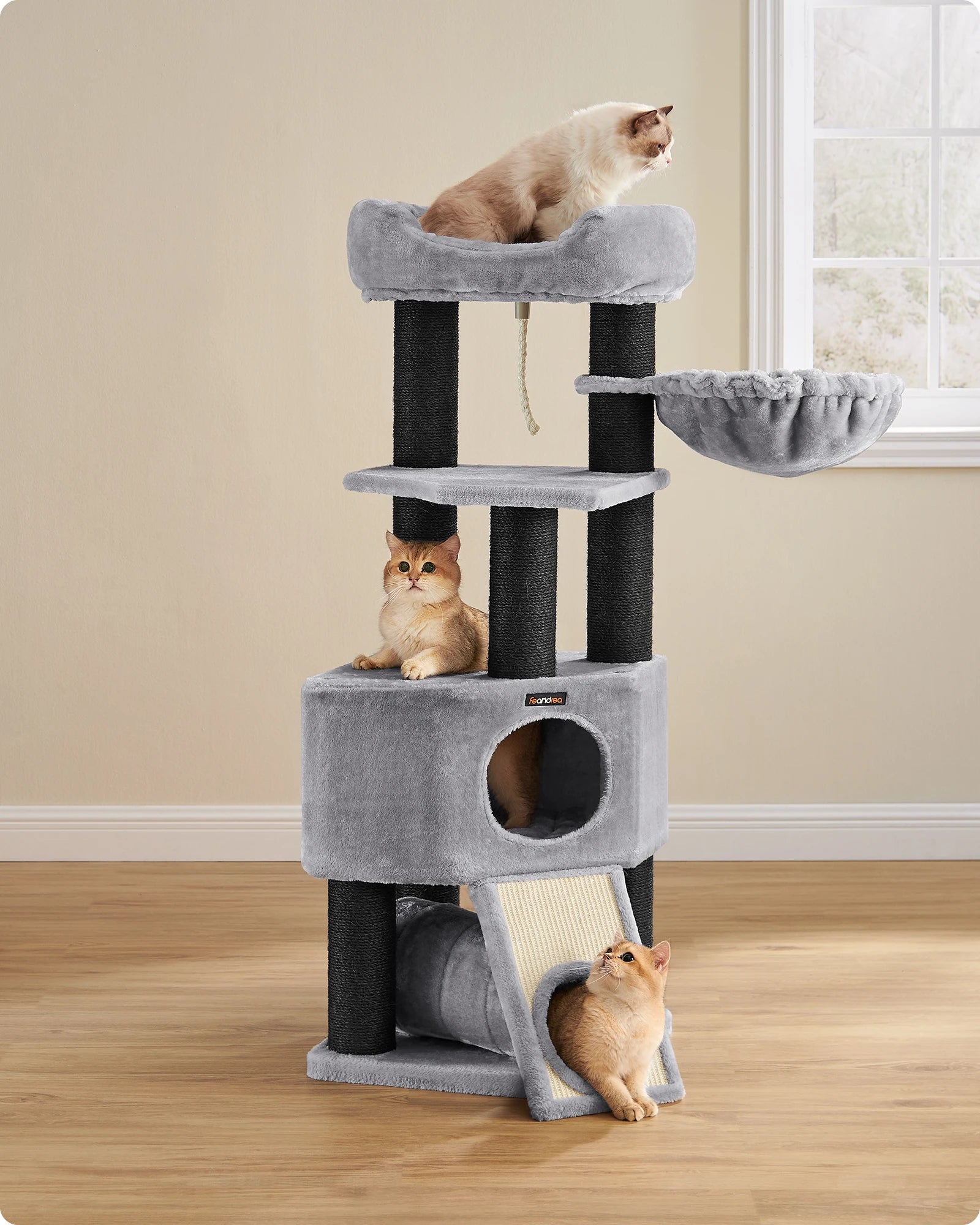 Feandrea - Grote Krabpaal met Hangmat & Kattenhuis - DreamPawz