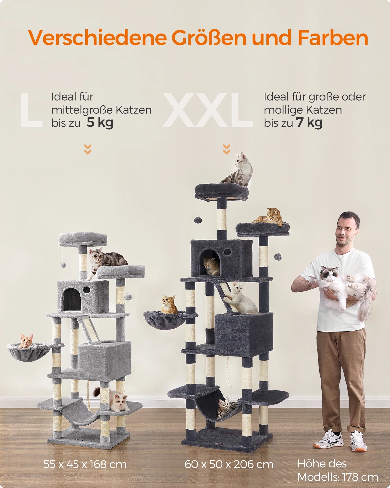 Feandrea - Mega XXL Krabpaal 206 cm – Multi-Level - DreamPawz