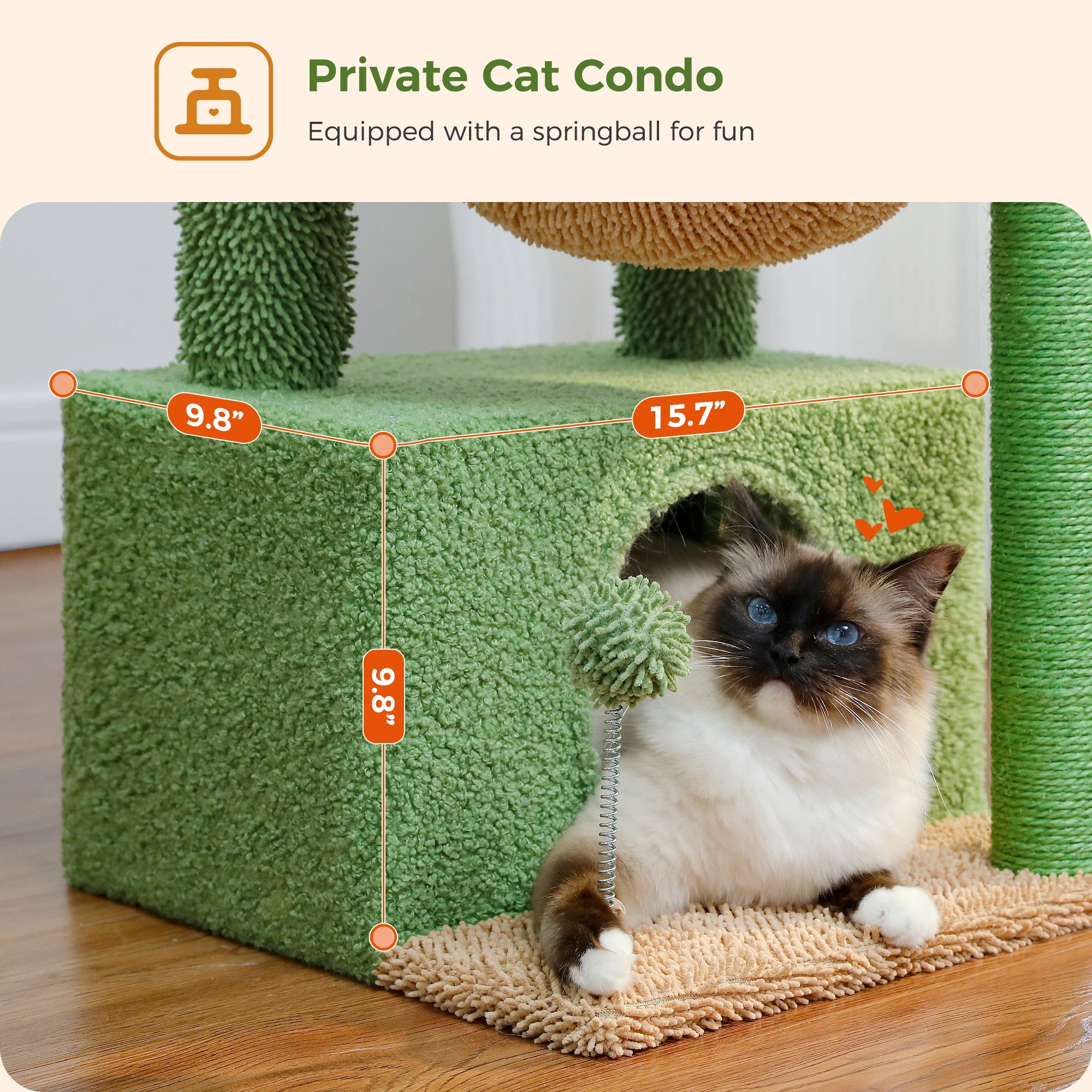 Groene Krabpaal - Krabtoren met Cactusdesign - DreamPawz