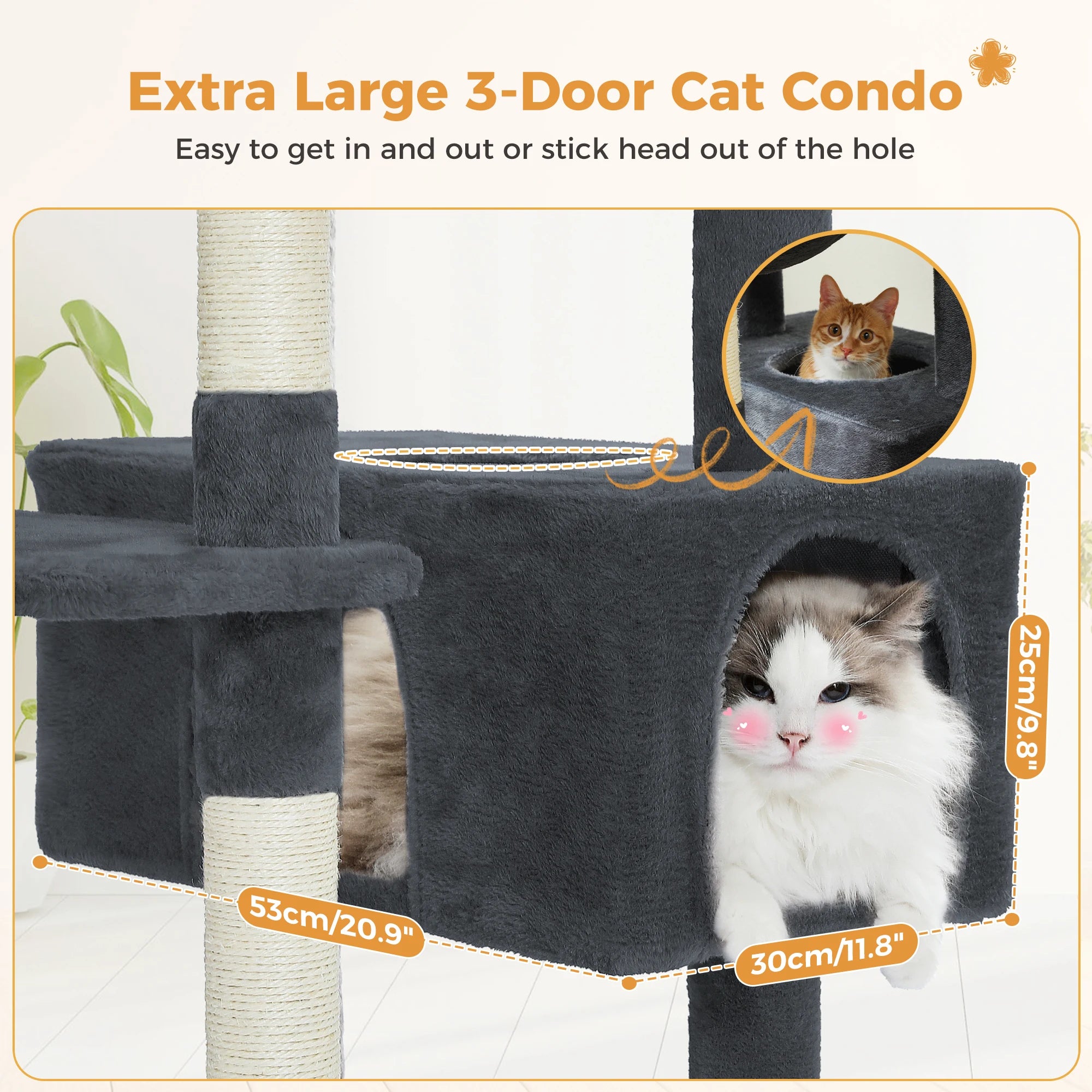 Pawz Road - XL Krabpaal voor Grote Katten met Hangmat & XXL Condo - DreamPawz