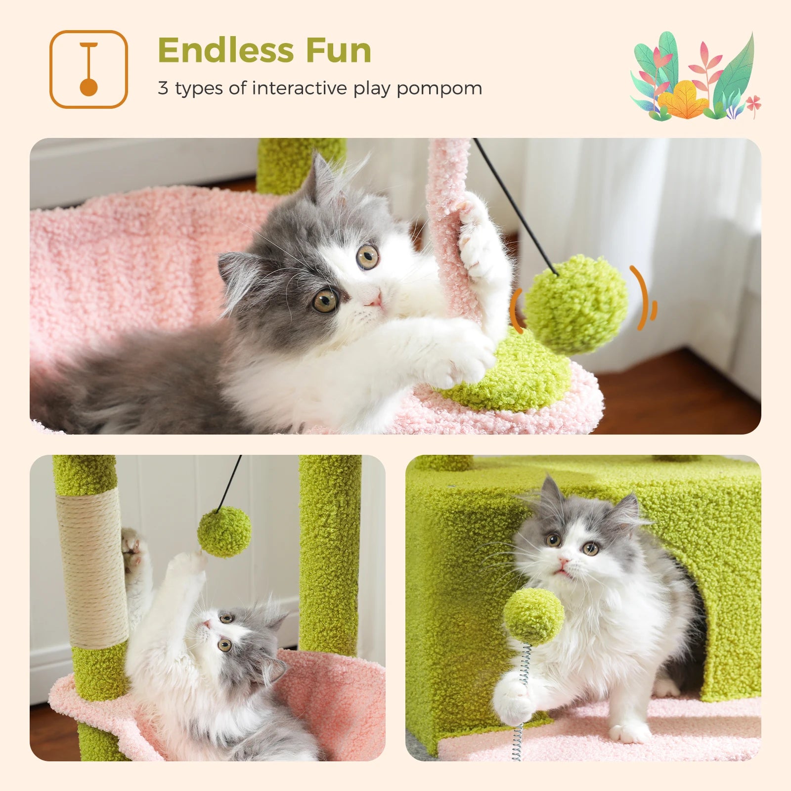 Groene Krabpaal - Krabtoren met Cactusdesign - DreamPawz