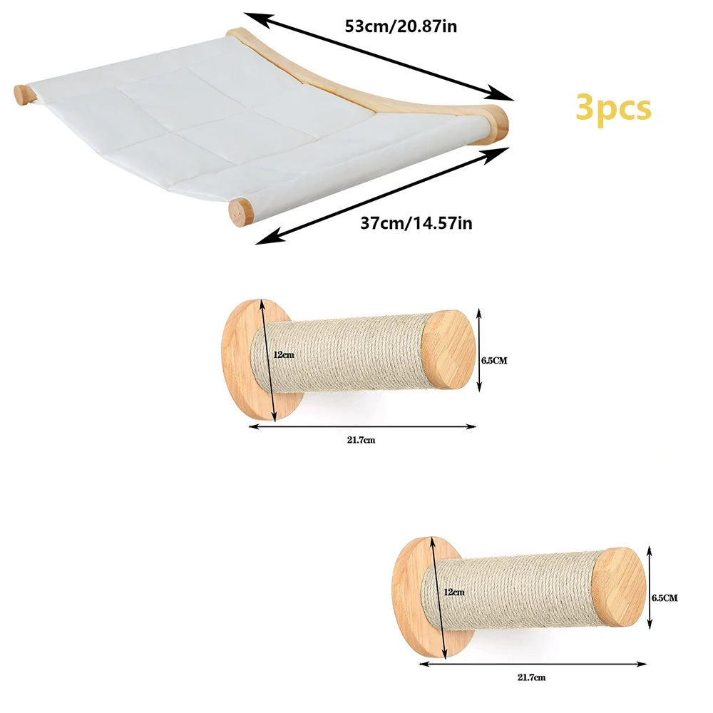 PATYOCAT - Modulaire Kattenwand Klimset met Krabpaal en Optionele Trap