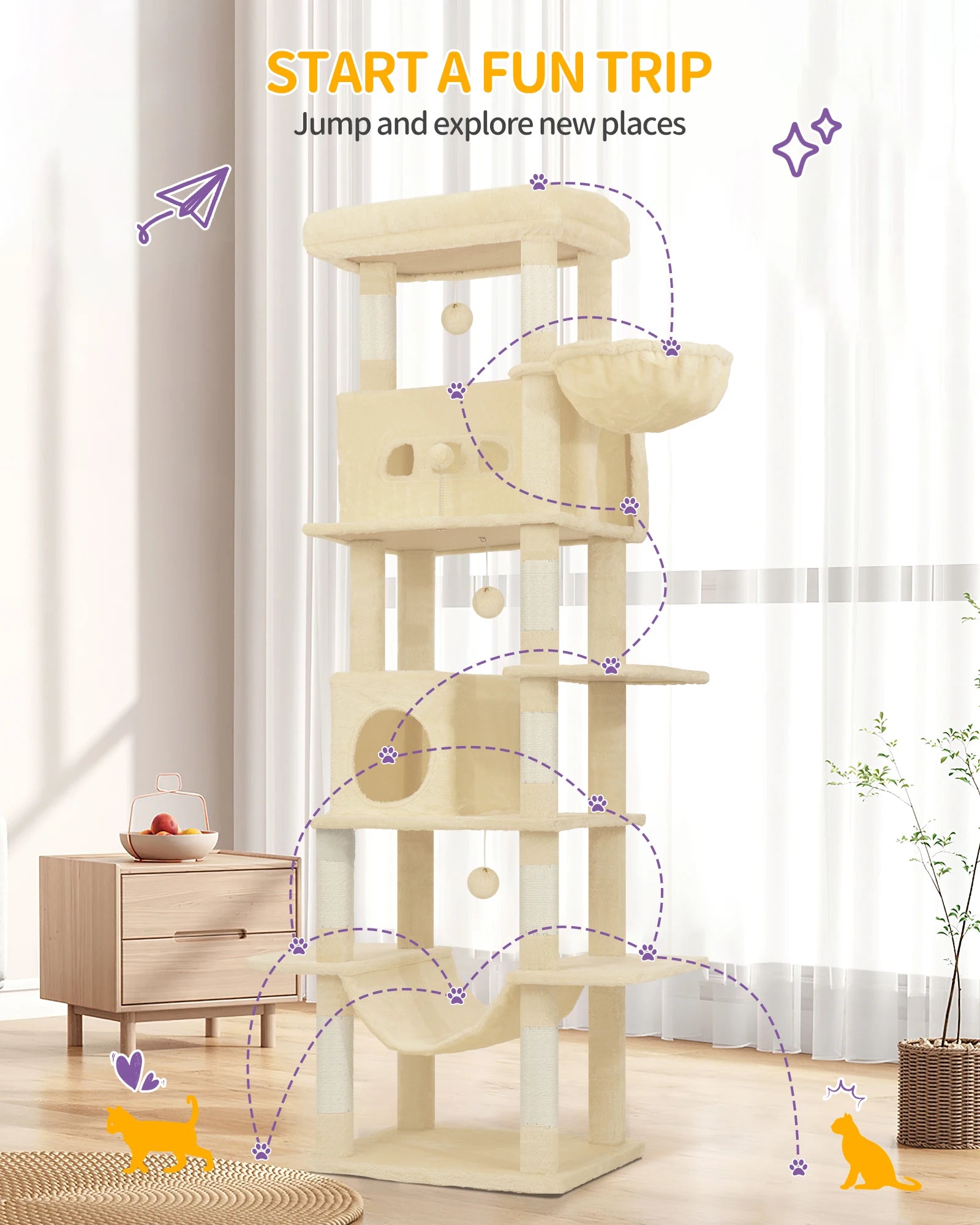XXL 210 cm Hoge Krabpaal - DreamPawz