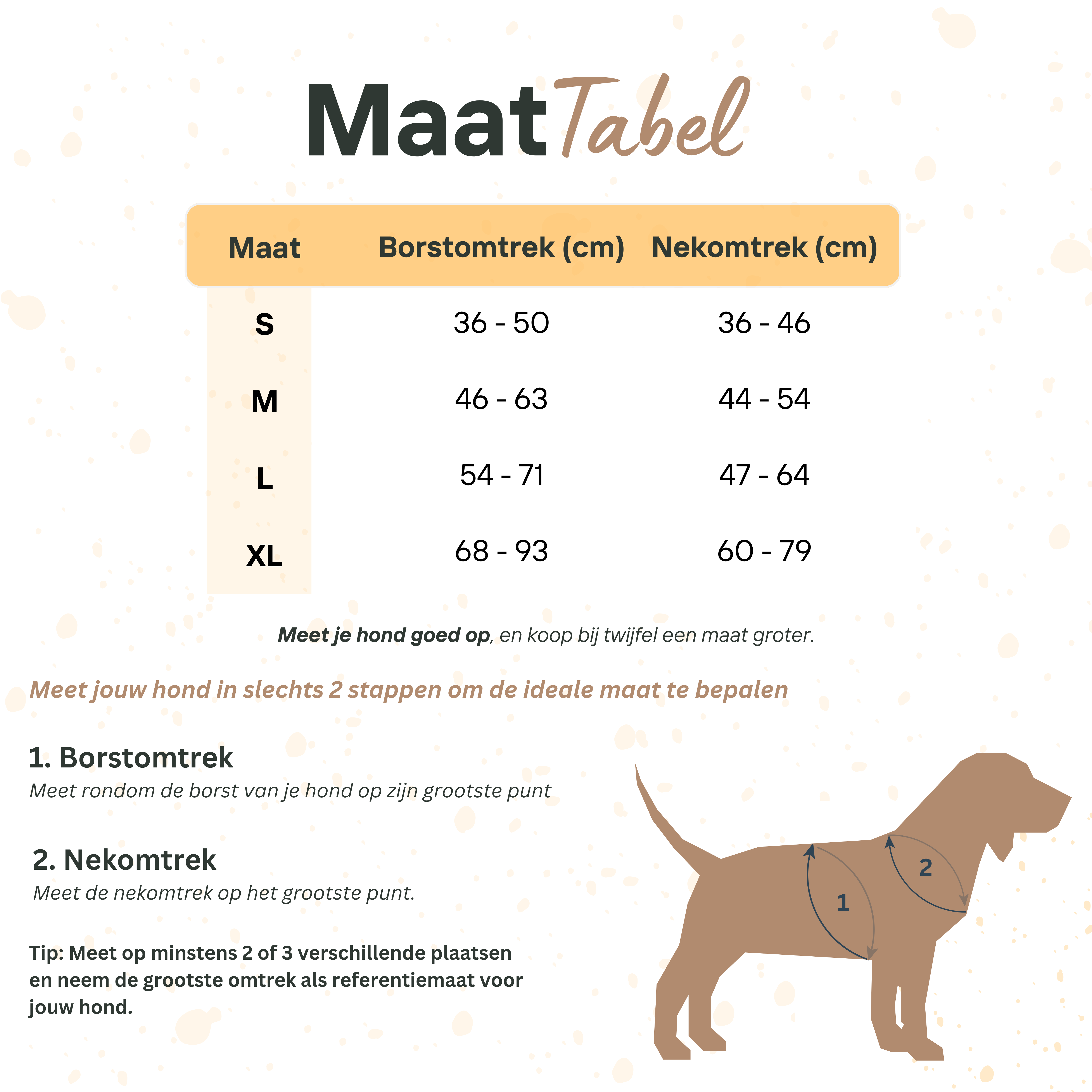 Duomm airtag hondentuigje maattabel