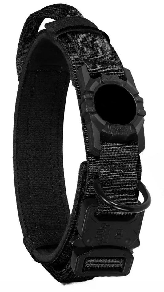 Zwarte Tactical Hondenhalsband met AirTag Houder