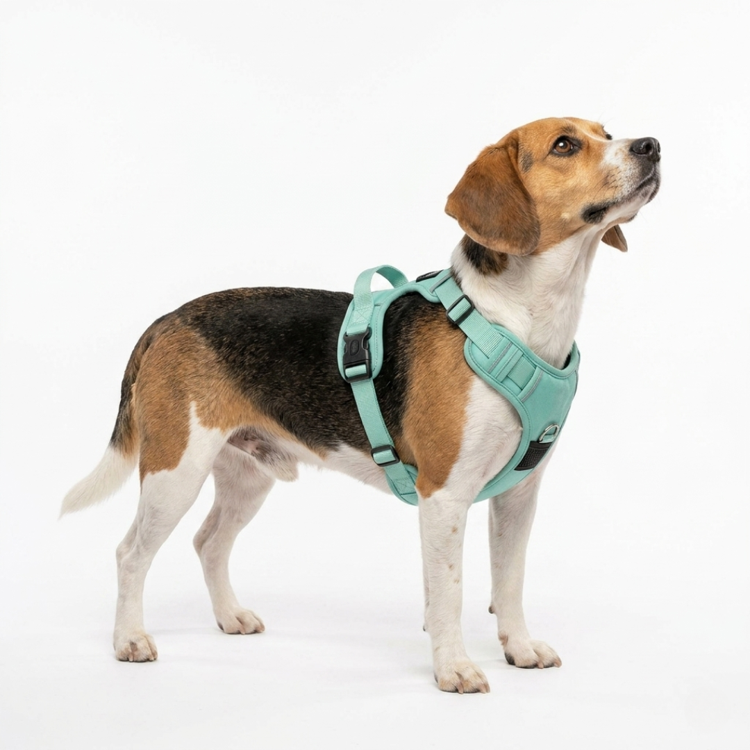 Duomm airtag hondentuigje turquoise op hond