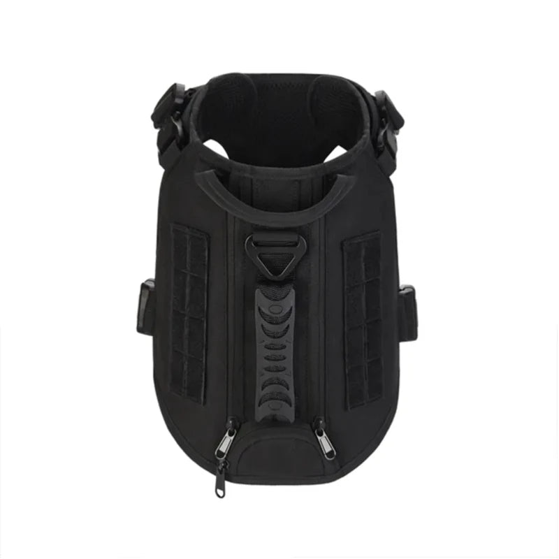 Tactical Hondenharnas met Pockets zwart bovenaanzicht