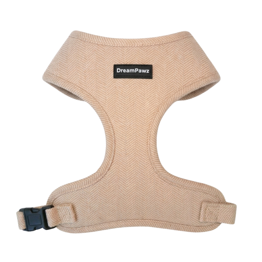 DreamPawz Beige visgraattuigje vooraanzicht