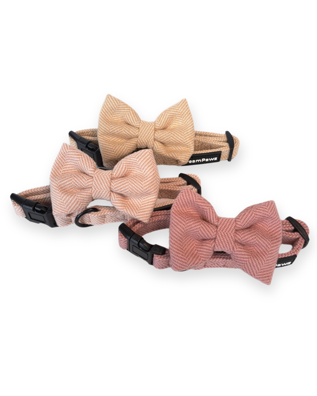 DreamPawz - 3-Delige Set van Halsband met Strik & Leiband - Visgraat - DreamPawz