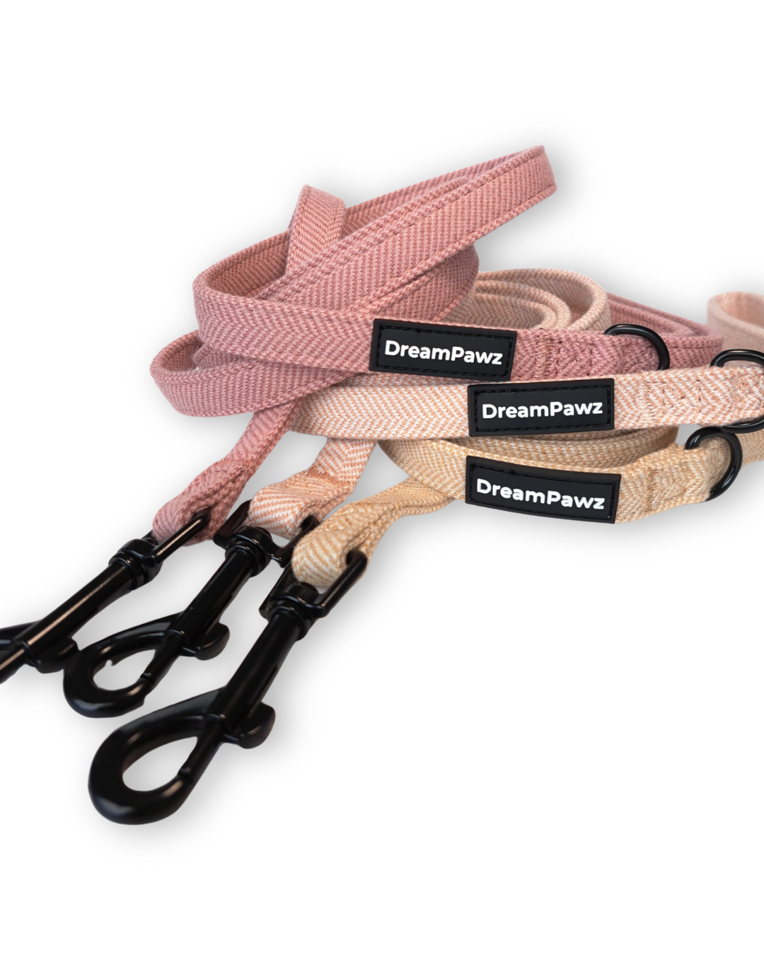 DreamPawz - 3-Delige Set van Halsband met Strik & Leiband - Visgraat - DreamPawz