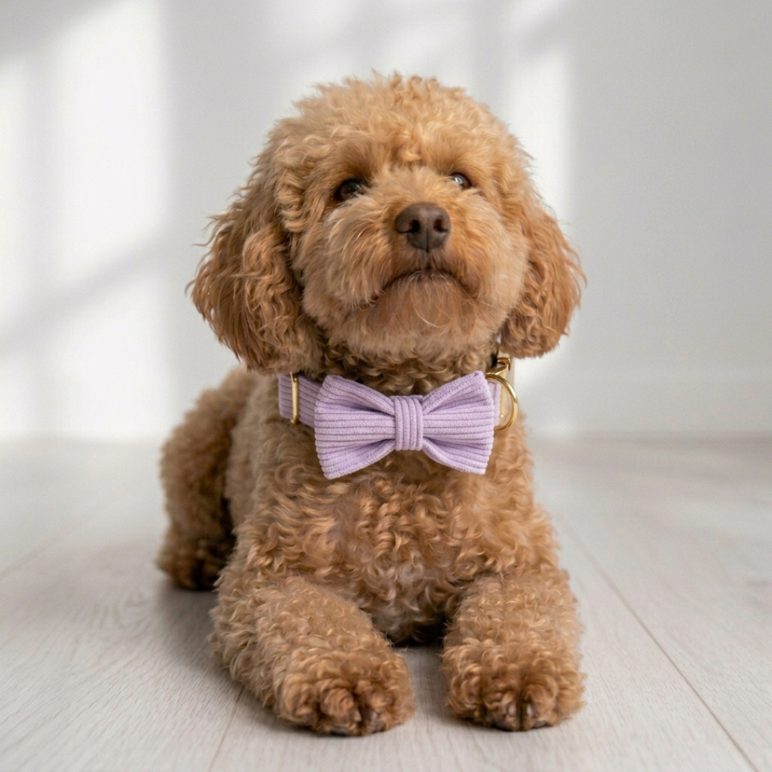 Corduroy Set met Strik, Halsband & Riem - DreamPawz