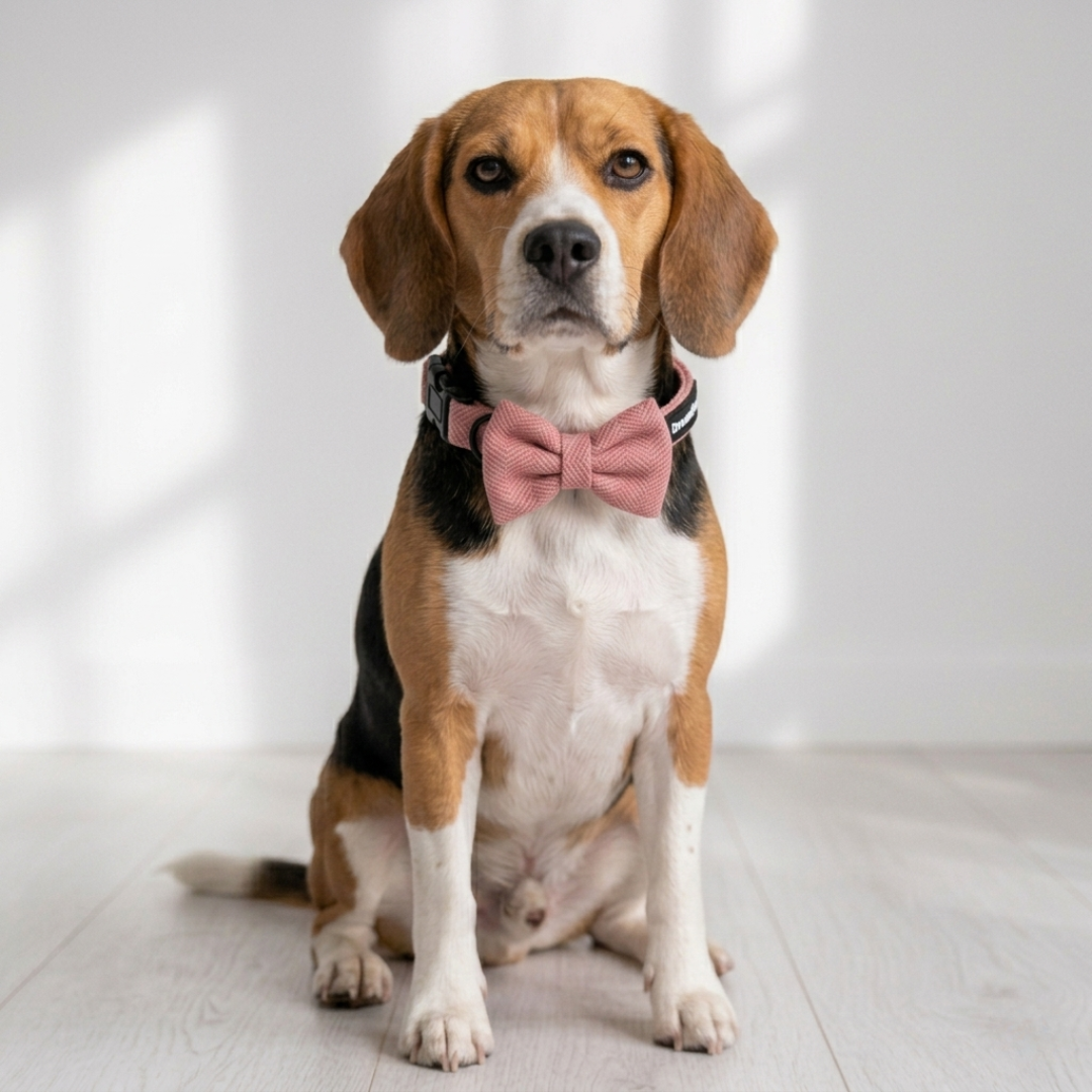 DreamPawz - 3-Delige Set van Halsband met Strik & Leiband - Visgraat - DreamPawz